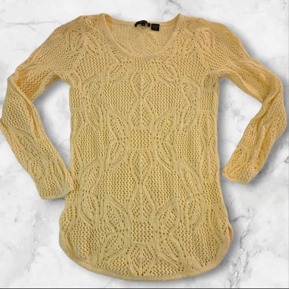 Jeanne Pierre Cable Knit Yellow Sweater Size Medium